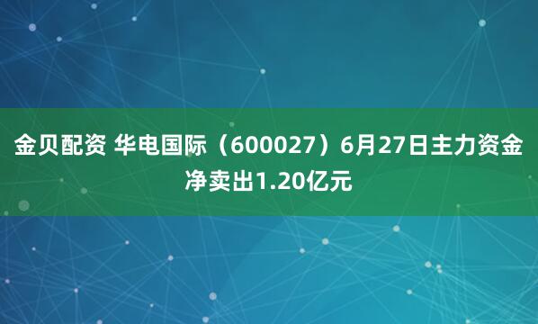 金贝配资 华电国际（600027）6月27日主力资金净卖出1.20亿元